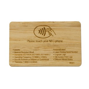 RFID Wood Card / Holzkarte oder Chip, verschiedenes Holz inkl. Lasergravur, mit Wunschchip 